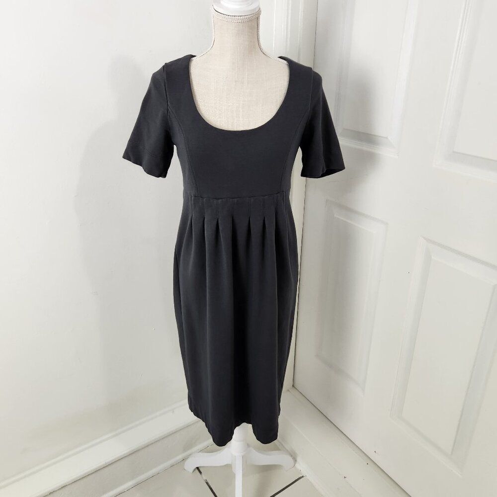 James Perse Dress Womens 3 Gray Empire Tucked Pleated Knee Length Neutral
